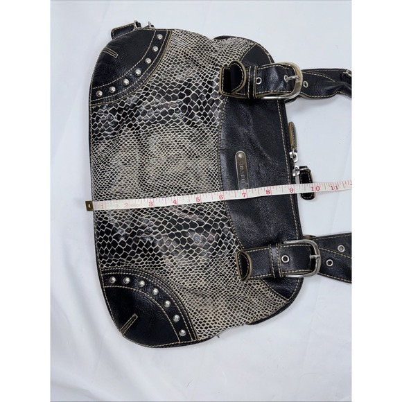 Sharif Studio Faux Snakeskin Shoulder Bag Leather Boho Y2K Purse Studs Expandabl - Picture 13 of 14